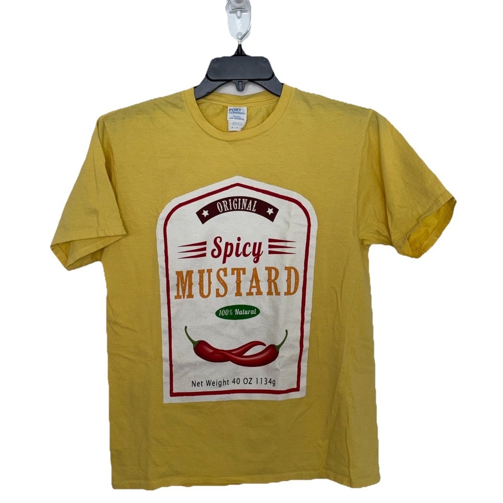 "Spicy Mustard" Funny T-shirt, Mens M, 100% Cotton, Yellow, Original, Unique